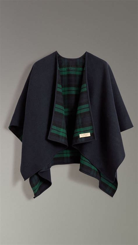 burberry reversible cropped tartan wool poncho|Burberry poncho.